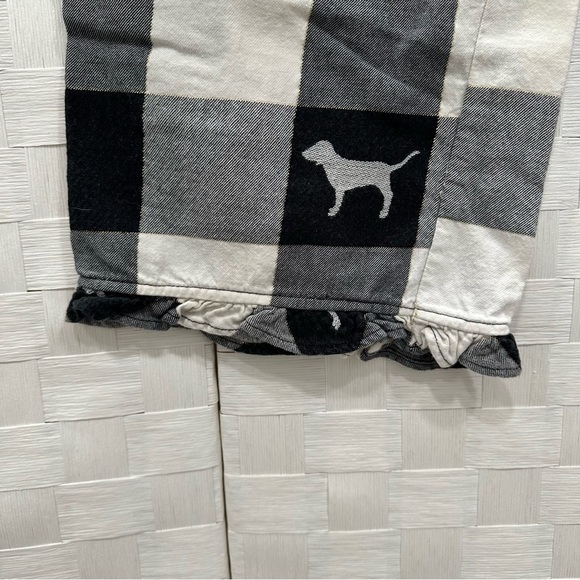 Pink Victoria’s Secret Black White Pajama Pants S Cotton Gingham Plaid Dogs - Picture 5 of 11